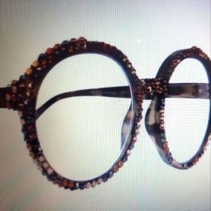 Jackie O BLING Women Reading Glasses Hematite(Leopard) Oversized Round NIB
